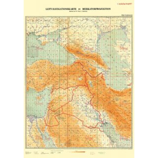 LUFT-NAVIGATIONSKARTE: stliches Mittelmeer, Balkan, Nordafrika 1940 (Plano