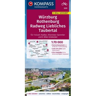 Fahrradkarte 3372 Wrzburg, Rothenburg, Radweg Liebliches Taubertal