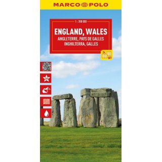 MARCO POLO Reisekarte England, Wales (2-Karten-Set) 1:350.000