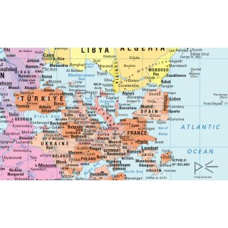 Weltkarte Petersprojektion, Up-side down englisch