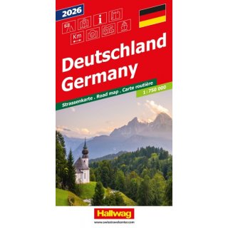 Hallwag Strassenkarte Deutschland 2026 1:750.000