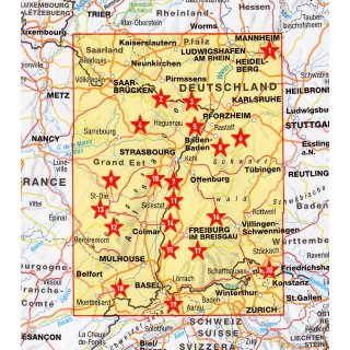 Vogesen, Elsass, Schwarzwald 1:225.000