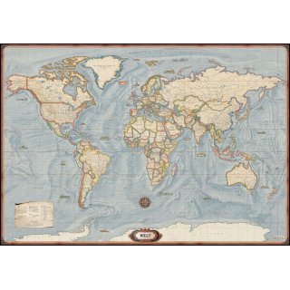 Weltkarte - antiker Stil 1:20.000.000