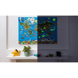 Weltkarte fr Kinder nachtleuchtend