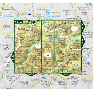 Tannheimer Tal, Zugspitze, Reutte, Fernpass 1:50.000