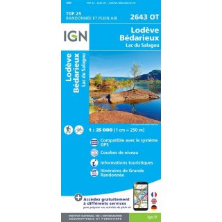 2643 OT Lodve, Bdarieux, Lac du Salagou 1:25.000