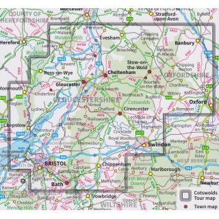 The Cotswolds & Gloucestershire 1:100.000