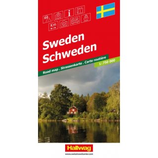 Hallwag Strassenkarte Schweden 1:750.000