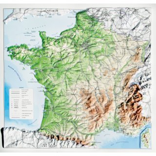 Frankreich Reliefkarte 25x25cm