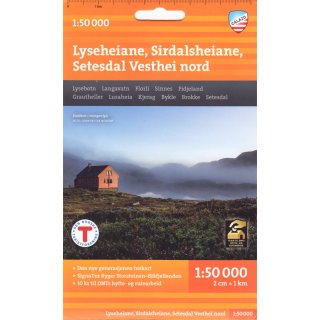Lyseheiane, Sirdalsheiane & Setesdal Vesthei nord 1:50.000