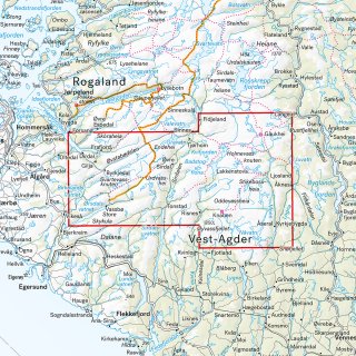 Bjerkreimsheiene & Setesdal Vesthei sr 1:50.000