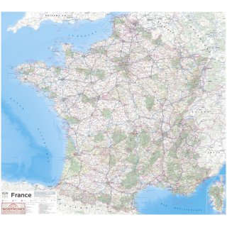 Frankreich Wandkarte laminiert 110 x98cm