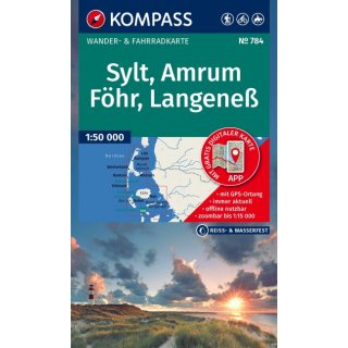 784 Kompass Wanderkarte Sylt Amrum F&ouml;hr 1:50 000