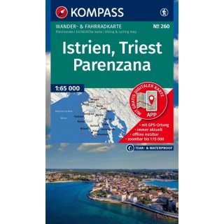 Wanderkarte 260 Istrien, Triest, Parenzana 1:65.000