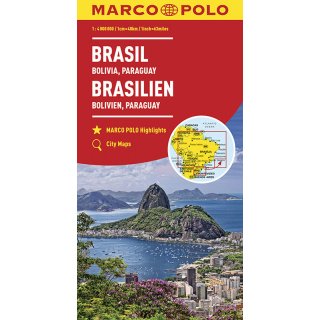 Kontinentalkarte Brasilien, Bolivien, Paraguay, Uruguay 1:4.000.000