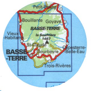 Guadeloupe: Basse-Terre la Soufrire les Saintes 1:25.000