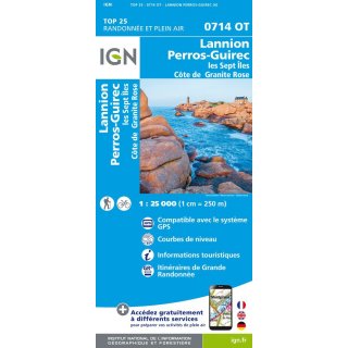 0714 OT Lannion, Perros-Guirec, Les Sept Îles, Côte de Granit Rose 1:25.000