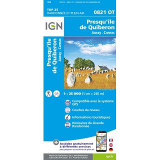 0821 OT Presquile de Quiberon, Auray, Carnac 1:25.000