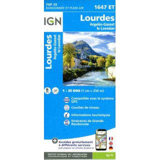 1647 ET Lourdes, Argelès-Gazost, Le Lavedan 1:25.000