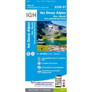 3336 ET Les Deux Alpes, Olan, Muzelle, PNR des Ecrins  1:25.000