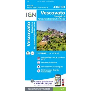 4349 OT Vescovato, Castagniccia, PNR de Corse 1:25.000