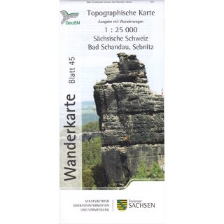 WK25 Blatt 45 S&auml;chsische Schweiz/Bad Schandau, Sebnitz 1:25.000