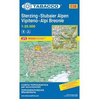 038 Vipiteno, Alpi Breonie/Sterzing, Stubaier Alpen 1:25.000