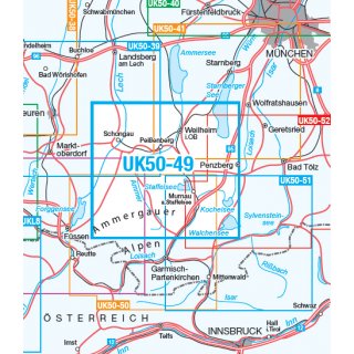 UK 50-49   Pfaffenwinkel - Ammergauer Alpen, n�rdl. Teil 1:50.000