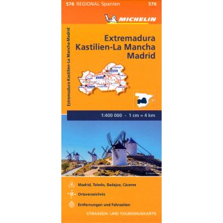 Estremadura, Kastilien-La Mancha, Madrid 1:400.000