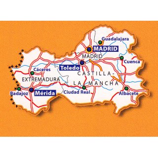 Estremadura, Kastilien-La Mancha, Madrid 1:400.000