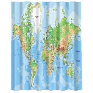 Duschvorhang World Map physikalisch