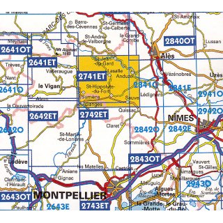 2741 ET ST-Hippolyte-du-Fort, Anduze, St-Jean-du-Gard 1:25.000