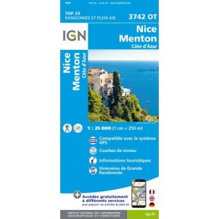 3742 OT Nice, Menton, Côte dAzur 1:25.000