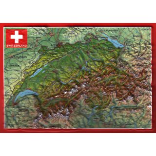 Postkarte Schweiz 3D Relief