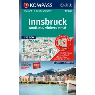 WK  036 Innsbruck, Nordkette, Mittleres Inntal 1:35.000