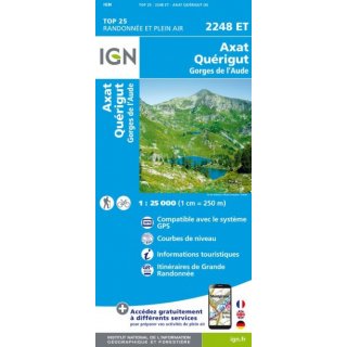 2248 ET Axat, Querigut, Gorges de lAude 1:25.000