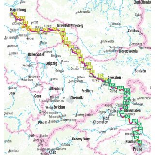 Elbe-Radweg 1 - von Prag nach Magdeburg 1:75.000