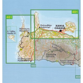 401 Kreta: Kissamos-Paleochora-Gavdos-Chania-Kolimvari 1:50.000