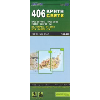 406 Kreta: Mt. Thriptis, Mt. Orno, Sitia, Zakros, Vai  1:50.000