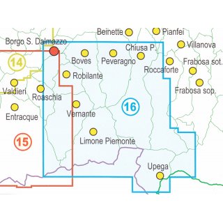 16 Val Vermenagna, Valle Pesio, Alta Valle Ellero, Parco Naturale Del Marguareis  1:25.000