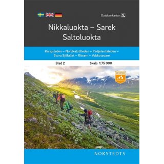 2 Kungsleden: Nikkaluokta Sarek Saltoluokta 1:75.000