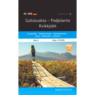 3 Kungsleden: Saltoluokta Padjelanta Kvikkjokk 1:75.000