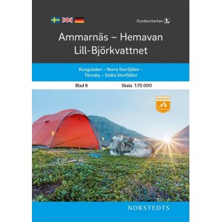6 Kungsleden: Ammarnäs Hemavan Lill-Björkvattnet 1:75.000
