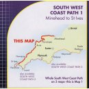 South West Coast Path 1 - Minehead to St Ives 1:40.000