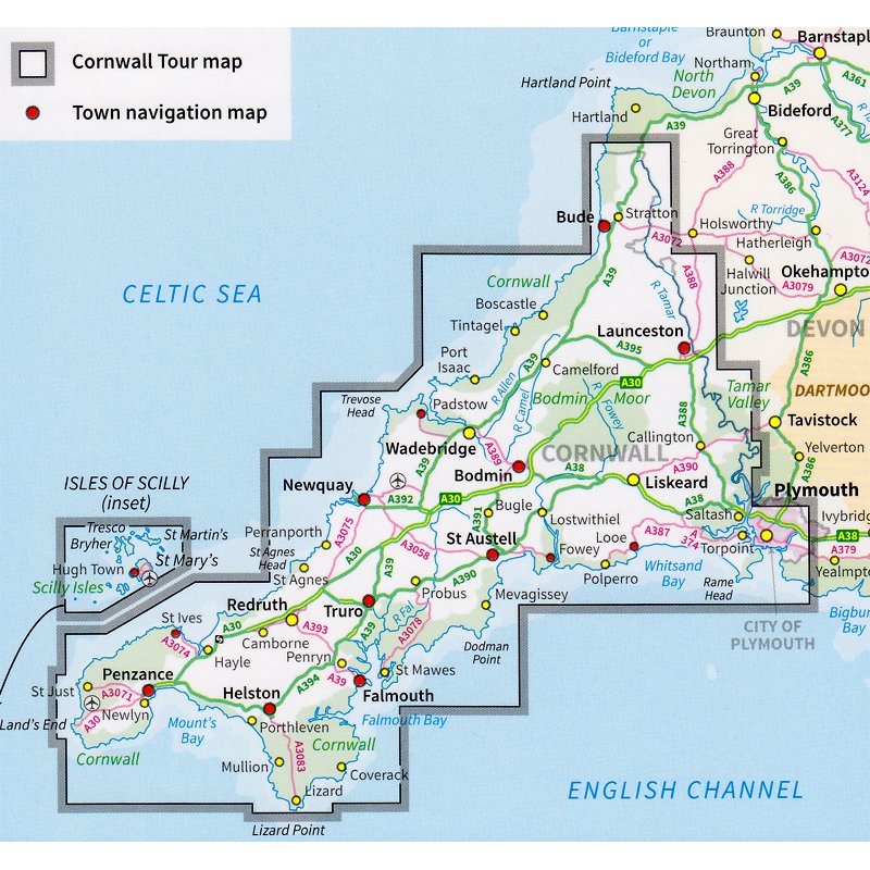 Hallwag Straßenkarte Südwest-England  Regionalkarte 1:300 000 Angl... 