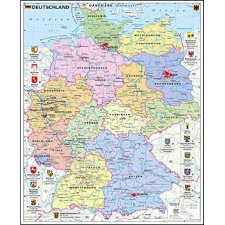 Deutschland, politisch mit Wappen 1:700.000 