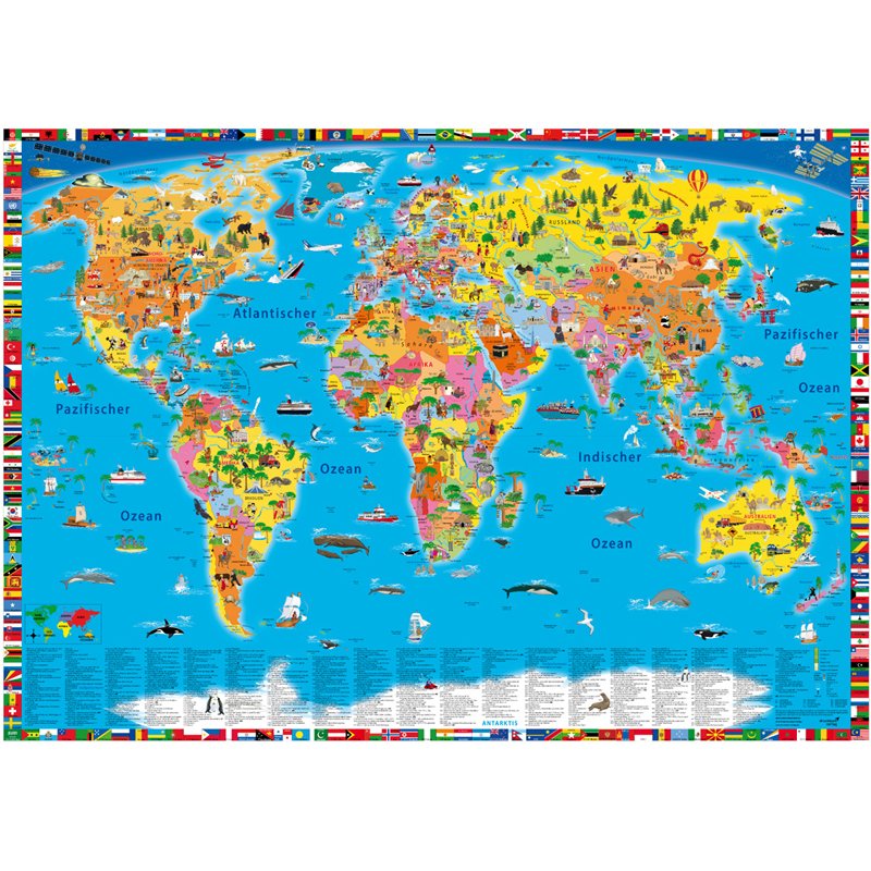 Shop Online LandkartenSchropp.de politische - (für Kinder) Illustrierte Weltkarte