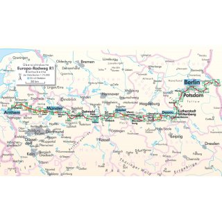 Europa-Radweg R1 - Von Arnheim über Berlin an die Oder 1:75.000