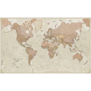 Weltkarte: The World Antique Political 1:30 Mio LAMINIERT MIT LEISTEN