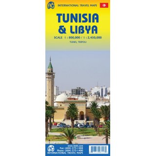 Tunisia & Libya Travel Map 1 : 800 000 / 1: 2,45 Mil.